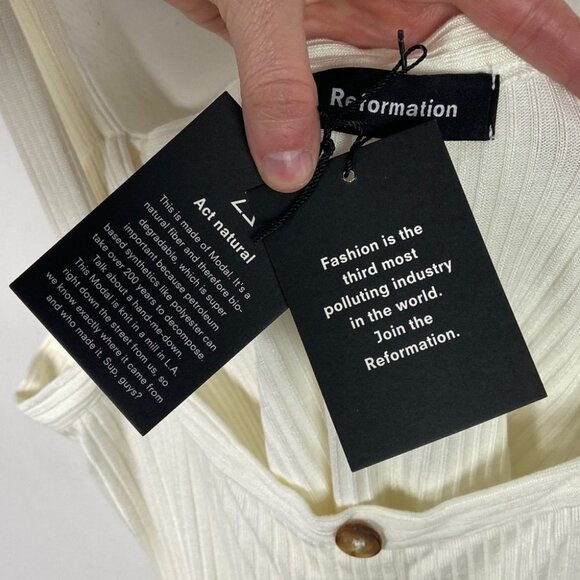 NWT Reformation Kenny Dress White Size XL Button Down New With Tag Mini Boho New - Picture 6 of 11